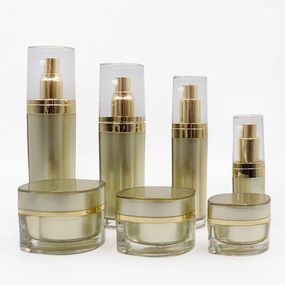 Ensemble d'emballages cosmétiques estampillés à chaud avec pompe à capuche Pc308 couverture transparente glacée Cap acrylique