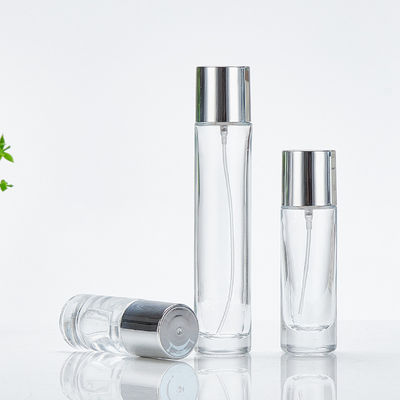 Bouteille de fondation en verre transparent avec bouchon à vis 100 ml Forme ronde Design simple