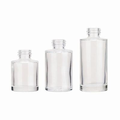 Bouteille de fondation en verre rond simple avec échantillons gratuits Finition transparente et brillante