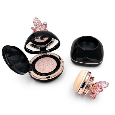 Convient pour les voyages, rond, compact, poudreuse, coussin transparent, rechargeable, compatible