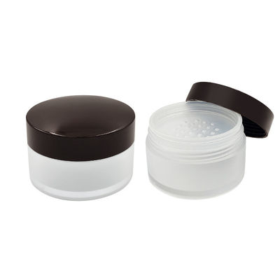 Boîte à poudre transparente ronde et lâche 15 g, contenant de poudre compacte avec couvercle ouvert