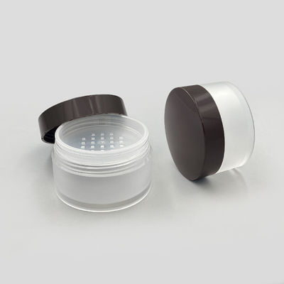 Boîte à poudre transparente ronde et lâche 15 g, contenant de poudre compacte avec couvercle ouvert
