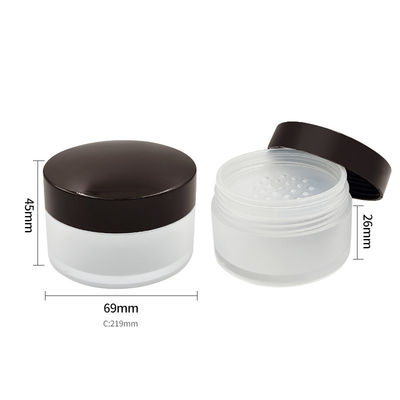 Boîte à poudre transparente ronde et lâche 15 g, contenant de poudre compacte avec couvercle ouvert