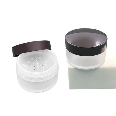 Boîte à poudre transparente ronde et lâche 15 g, contenant de poudre compacte avec couvercle ouvert