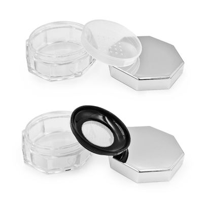 Boîte à poudre transparente ronde avec tour pour ouvrir le couvercle 15g Capacité Logo personnalisable